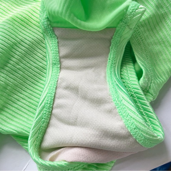 Vintage 80s Catalina Neon Lime Green Ribbed Textured One-Piece Swimsuit - Picture 11 of 11